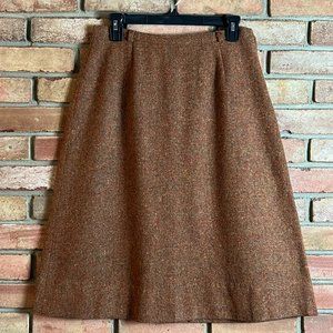 century Boston Brown Marbled Wool Blend Vintage A-Line Skirt in Size 12